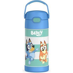 NEW THERMOS 12 Ounce Stainless Steel Vacuum Insulated Kids Straw Bottle, Bluey